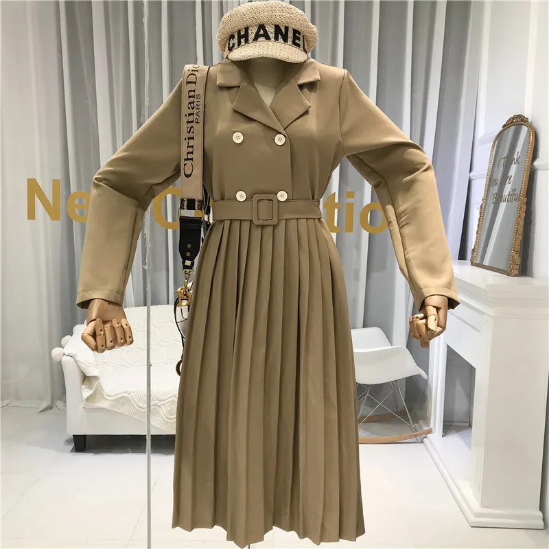 Женское плиссированное платье на пуговицах повседневное винтажное