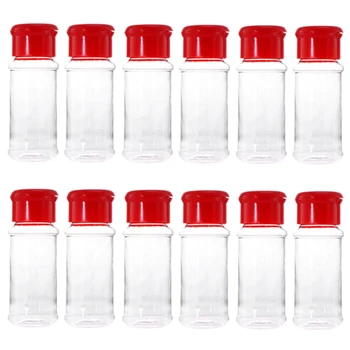 

12 Pcs Plastic Spice Salt Pepper Shakers Seasoning Jar Can Barbecue Condiment Jar Bottles Cruet Container Kitchen Seasoning Box(