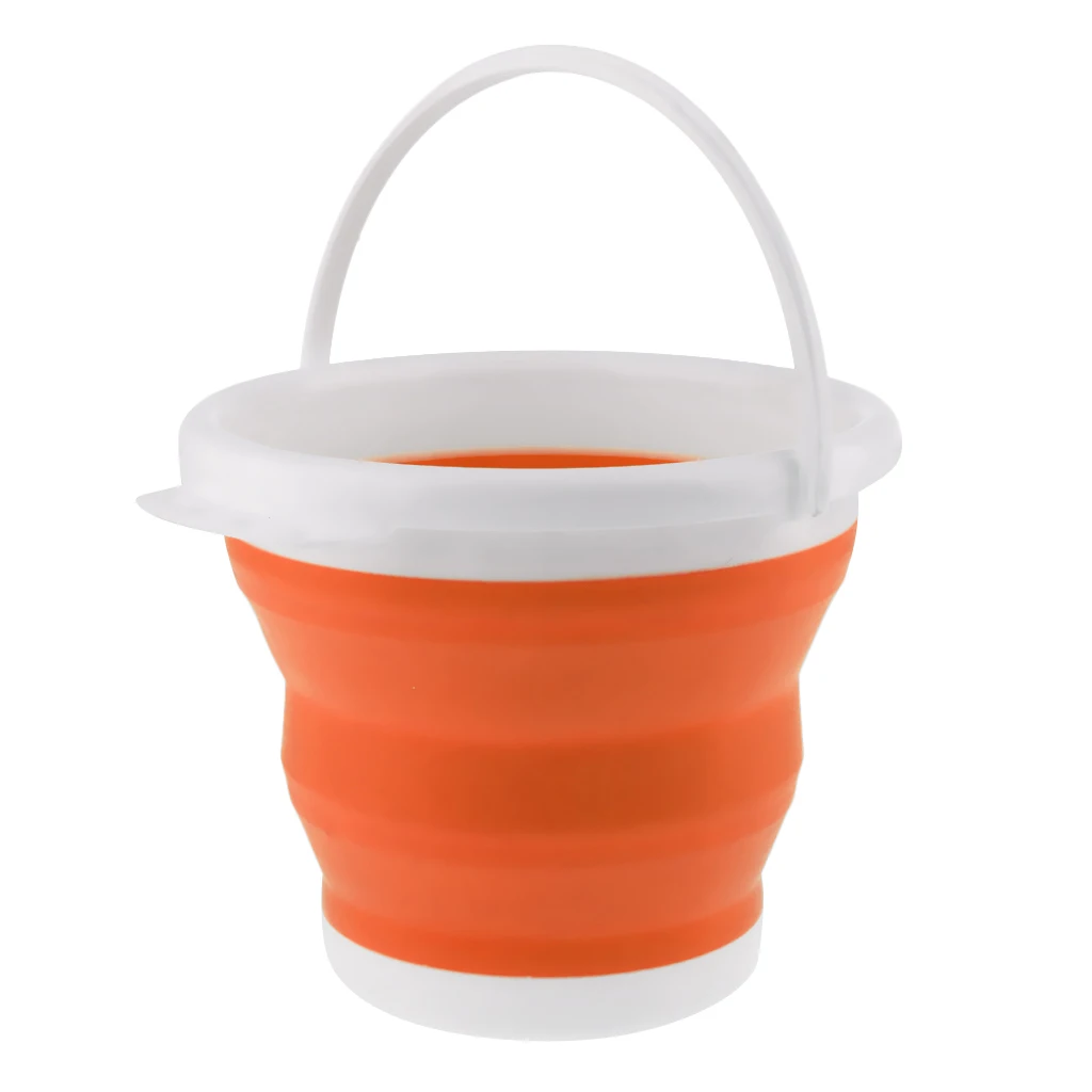 Round Orange S Кемпинг складной ведро открытый контейнер-бочка-4 цвета-2 размера-2 стиля - Цвет: Round Orange S