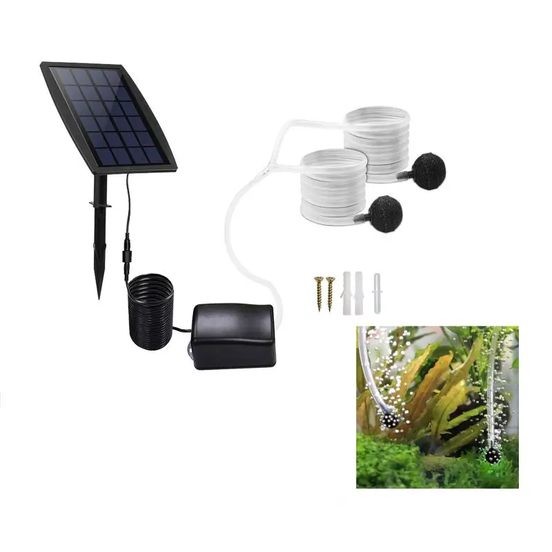 

Solar Air Pump Kit Oxygenator Outdoor Fish Pond Inserting Ground Water Air Pump Solar Aerator With Oxygen Hoses Garden Tools