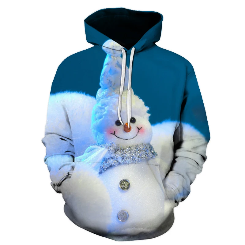 autumn hot men hoodie snow white snowman cute 3D digital print hoodie sweatshirt menwomen trend long sleeve pocket pullover