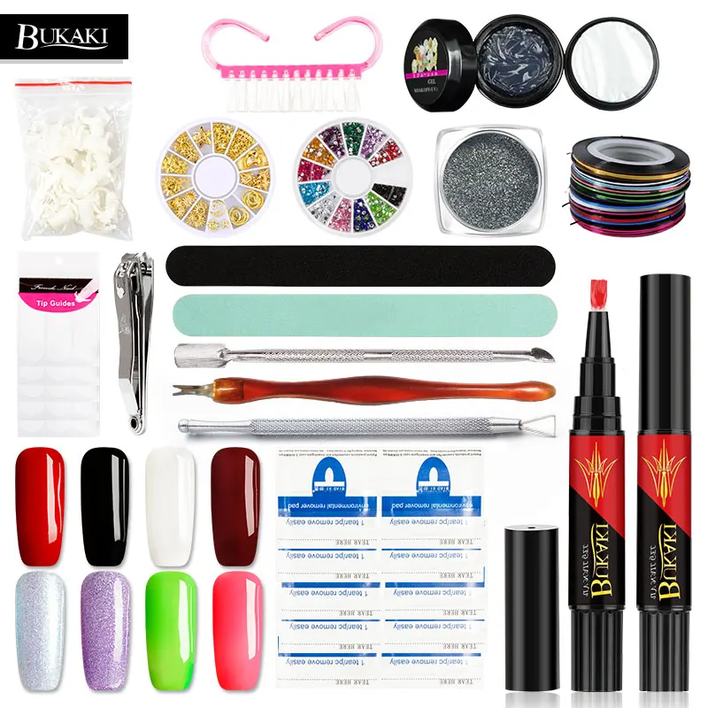 BUKAKI 31 шт./лот 3 в 1 УФ гель лак гибридное зеркало блеск для ногтей один шаг ногтей гелевая ручка Наборы для ногтей инструменты для ногтей блеск