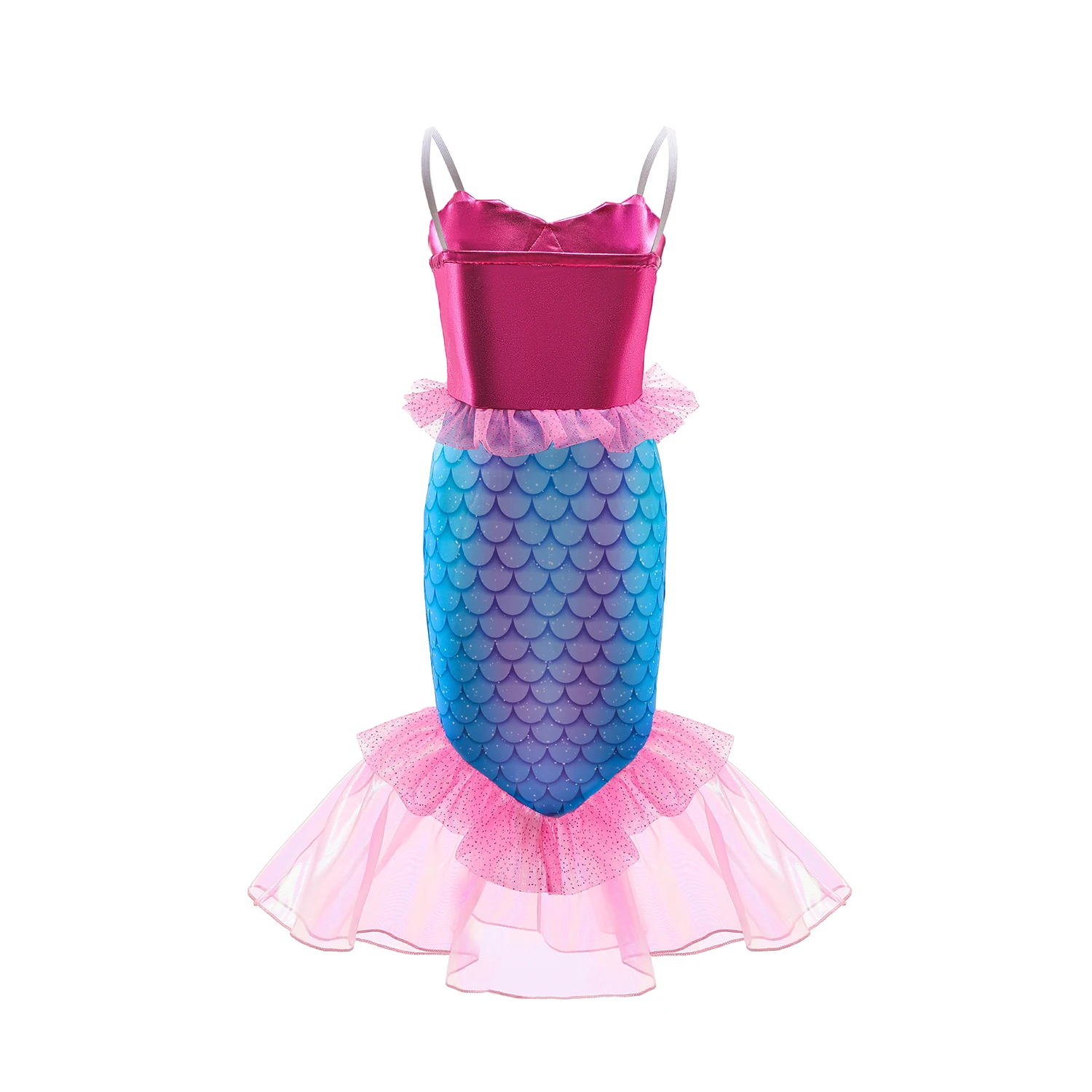 Girl Princess Little Mermaid Dress Kids Halloween Fancy Costume Birthday Party Girl Dress Up Sets Children Clothing With Wig girls dress princess costume kids clothes