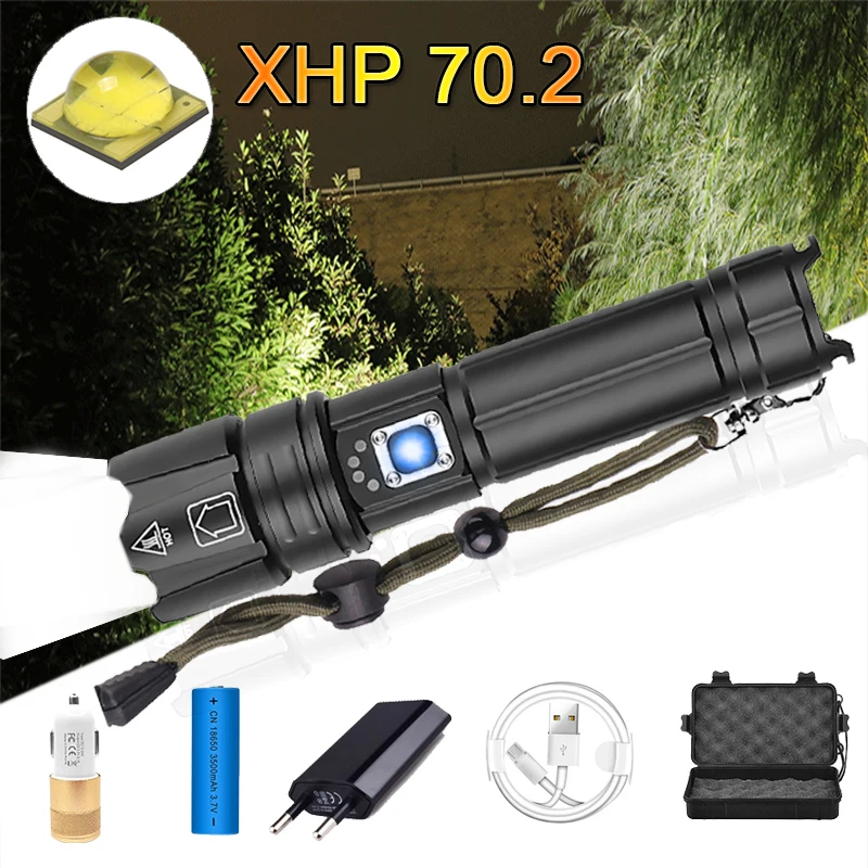 Супер яркий XHP70.2 светодиодный вспышка светильник 26650 s XLamp XHP50 USB Перезаряжаемые