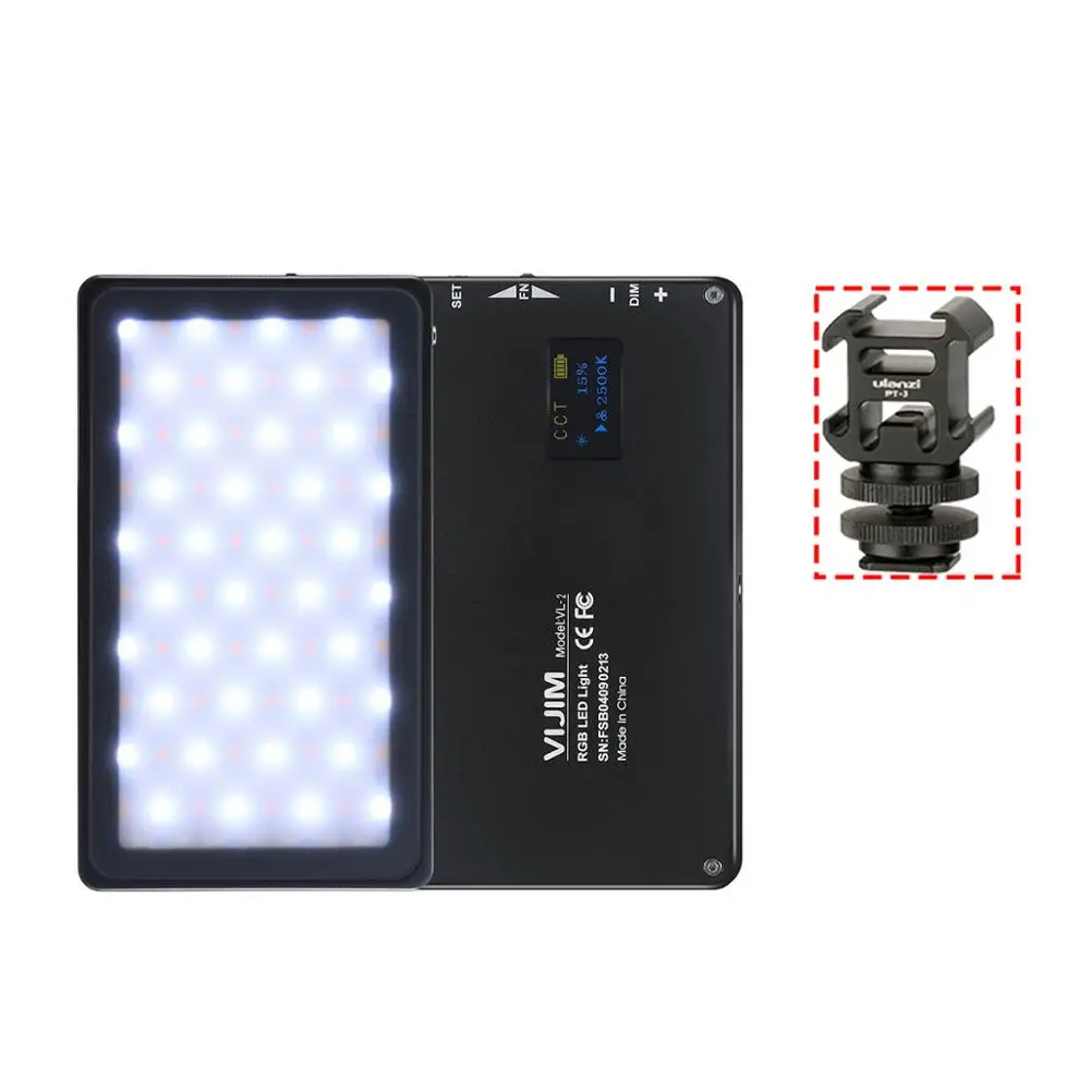 With Mount VIJIM VL-2 RGB светодиодный светильник для видео 2500 K-8500 K с регулируемой яркостью на камеру, светильник для фотосъемки, магнитный светильник для DSLR камеры sony Nikon - Цвет: With Mount
