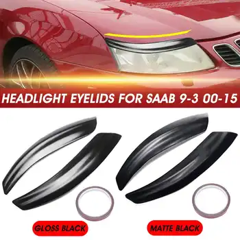 

2pcs Car Headlight Eyebrow Cover Head Lamp Eyelids Sticker Cover Gloss/Matte Black For SAAB 9-3 2000-2015