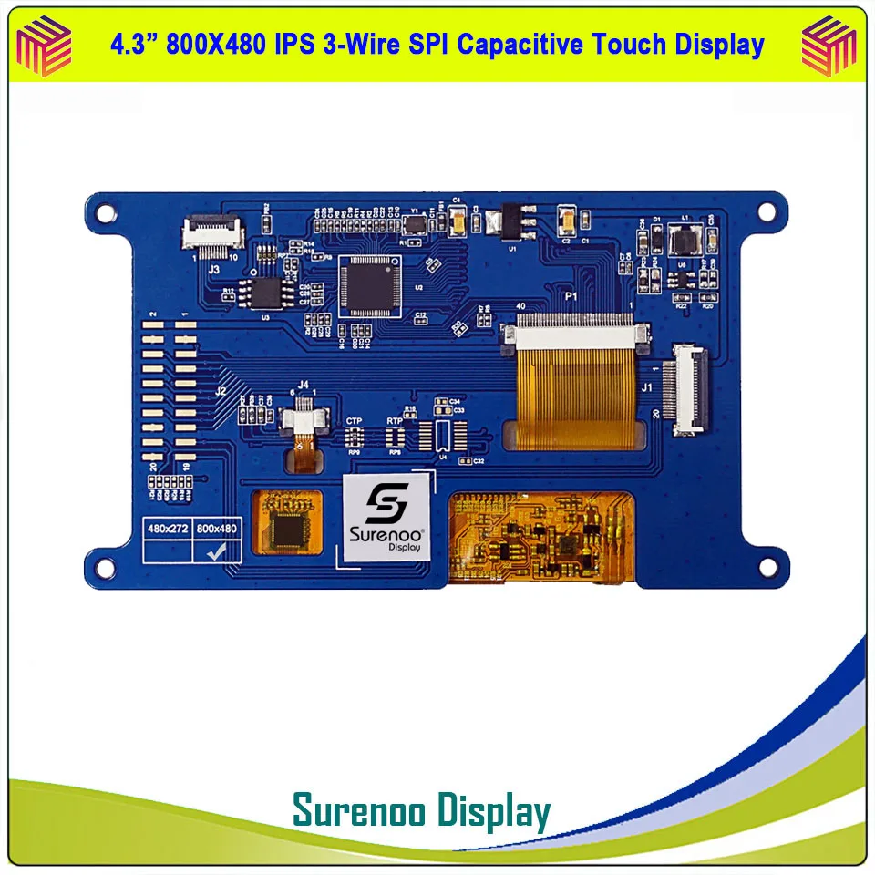 4," дюймов 800*480 ips 3-жильный последовательные SPI TFT ЖК-дисплей модуль Экран дисплея и межсоединений интегральных схем I2C емкостный сенсорный экран/4-проводной резистивный сенсорный экран Панель