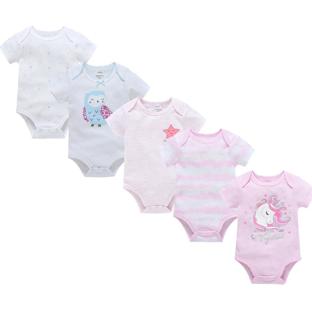 

3 5 PCS/lot Summer Baby Girl Bodysuit 100%Cotton Newborn Soft Clothes Lovely Unicorn Design ropa de bebe Clothing