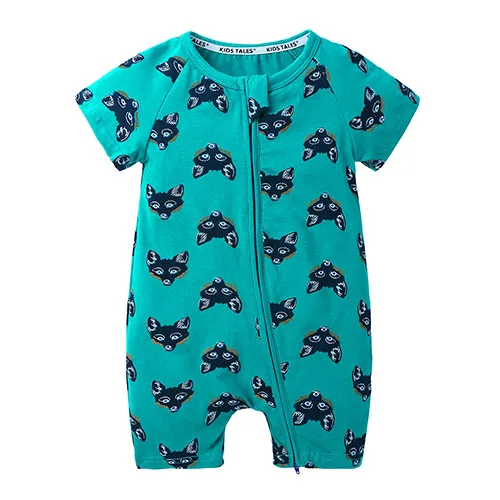 Детская одежда для маленьких девочек комбинезоны с круглым вырезом и короткими рукавами для новорожденных мальчиков, хлопковый комбинезон на молнии с пингвином, 1 предмет, HY091 - Цвет: 030
