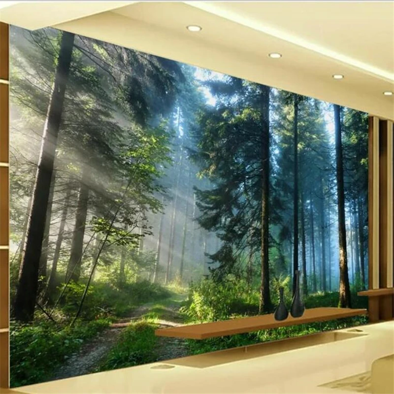 Papel de Parede Personalizado Sala Murais Quarto Ultra Alta Definição Fundo da Floresta Abeto Decoração da Parede 3dbeibehang