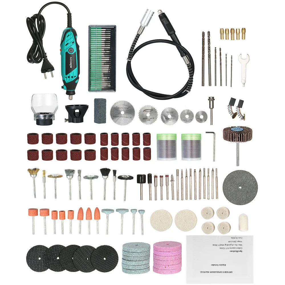 

KKmoon 195pcs Power Tools Electric Mini Drill Rotary Grinder Polishing Grinding Tool Set with 6 Position Variable Speed