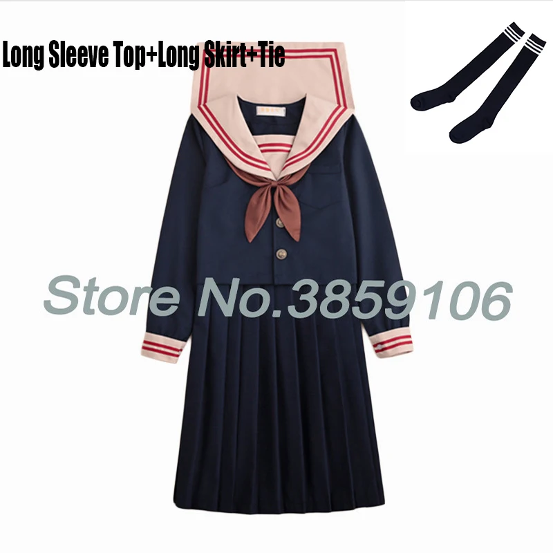 Long B With Socks UPHYD японская школьная форма косплей костюм аниме японский стиль униформа для девочки милый костюм моряка школьной формы - Цвет: Long B With Socks