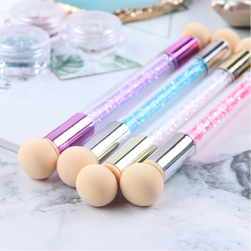 1pcs Polish Color Gradient Nail Brush Pen Dual Sponge Heads Sharp Round Glitter Nail Blooming Pen nail art nail dotting tool