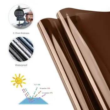 

One Way Privacy Window Film Sun Blocking Mirror Tint Solar Film Vinyl Self-adhesive Static Window Sticker Heat Control Anti UV