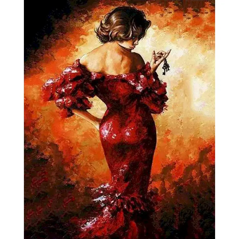 

SELILALI Beauty Girl Back View Figure Painting By Numbers Kits Home Room Decoration HandPainted Oil Picture By Number Kits Craft