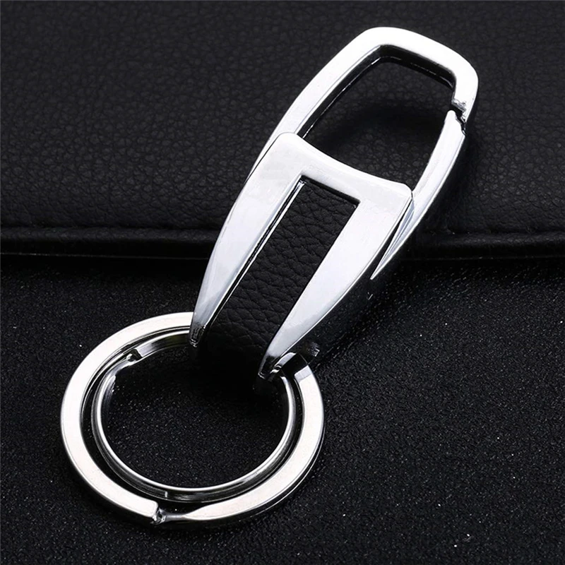 

New Silver Men Car Key Chain Fashion Double Ring Separate Your Home And Office Keys Women Charm Car key Ring Best Gift
