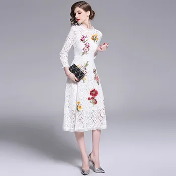 

BGW 3626ht High Neck White Cocktail Dresses Long Sleeves Lace Cut Out Pretty 2020 Emboidery Vestidos Bonitos Zipper Back