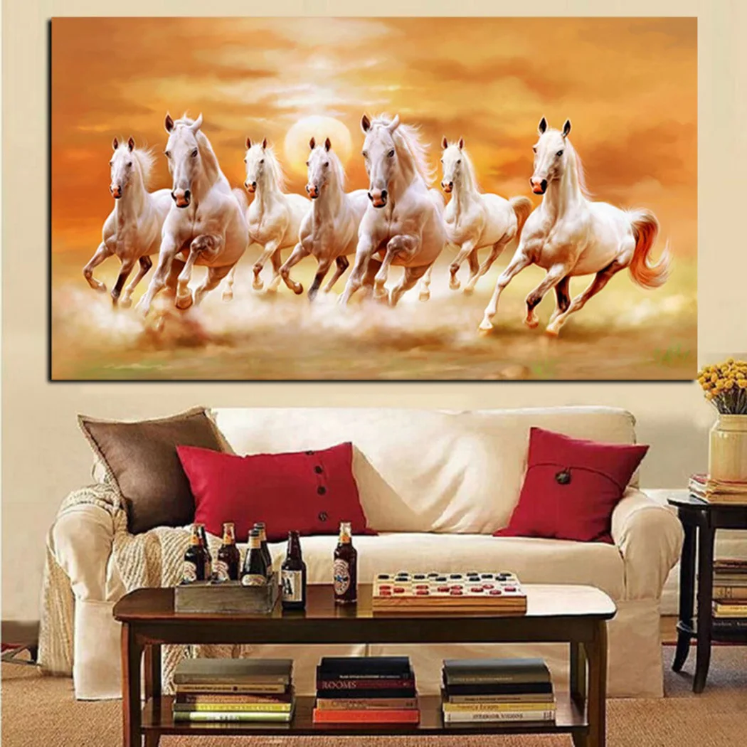 

Decorative Canvas Painting Single Bedside Abstract Horse Racing White Horse Mural Decoration Art Print Poster Picture