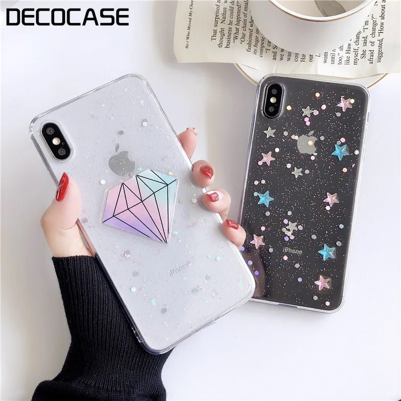 Kuutti милый Блестящий Звезда прозрачный TPU телефон чехол для iPhone 6 6s 7 8 Plus X XR XS Max