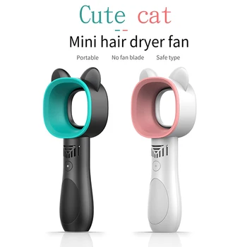 

Cute Cat Holding Leafless Fan Usb Handhold Mini Cooler Fan Rechargeable Portable Leafless Fan Three Speed Regulation Creative