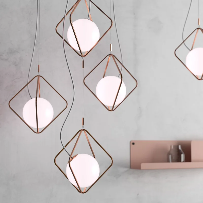 

Modern Led Metal Pendant Lights Wrought Iron Glass Round Ball Brass Rod Hanging Lamp For Living Roomcafekitchen Nordic Lighting