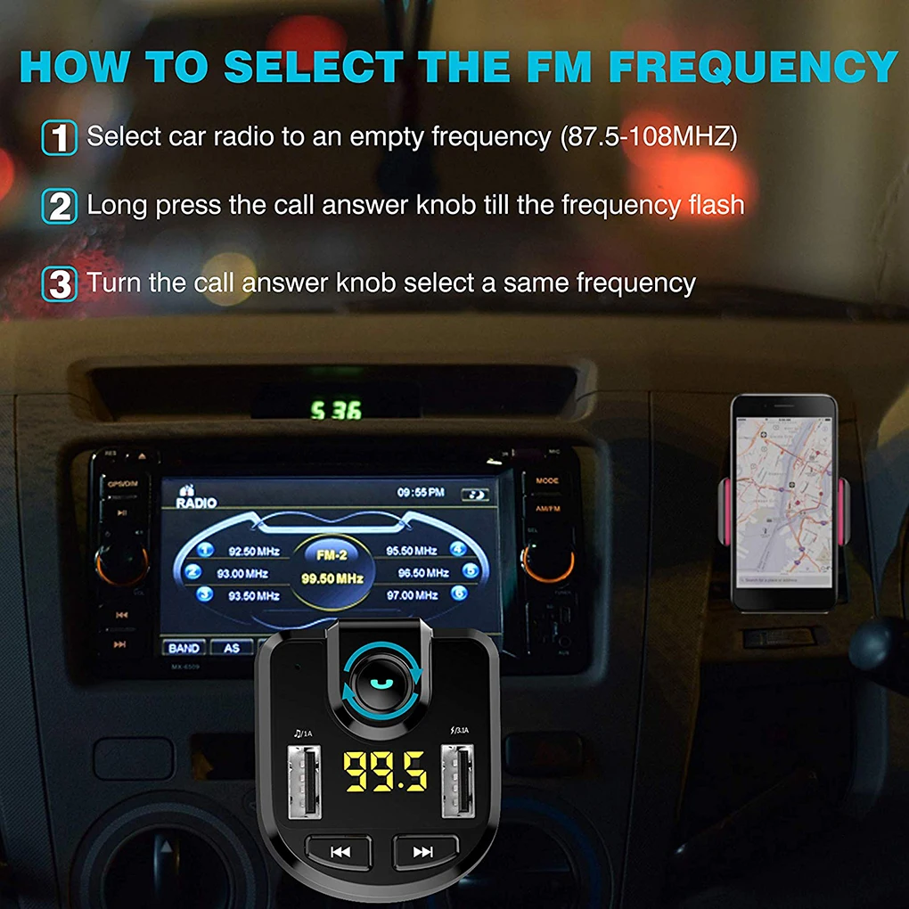 Fm-передатчик bluetooth Handsfree автомобильный комплект аудио MP3 плеер Быстрая зарядка двойной USB Автомобильное зарядное устройство
