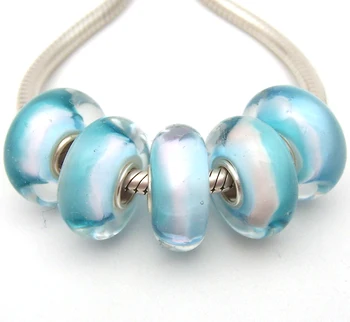 

YG286 5X 100% Authenticity S925 Sterling Silver Beads Murano Glassbeads beads Fit European Charms Bracelet diy jewelry Lamp-work