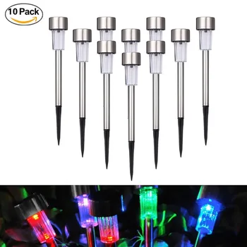 

10pcs/lot Stainless Steel LED Solar Lawn Light Garden Decor Lamp Outdoor Waterproof Solar Stick Lights Path Yard Decoration