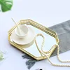 Luxury Golden Iron Delicate Glass Mirror Base Bedroom Desktop Jewelry Storage Tray Bedroom Desktop Cosmetic Decor Organize Plate 6