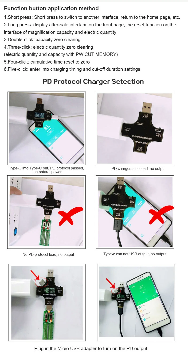 Тип-c USB тестер Bluetooth зарядный детектор постоянного тока Напряжение монитор перегрузки сигнализация мобильный телефон планшет безопасные инструменты для зарядки
