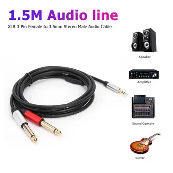 

1.8m Audio Cable 3.5mm Stereo Male to Double 6.35mm Mono Male Micphone Oxygen-free Copper Wire Core Practical Cord Wire