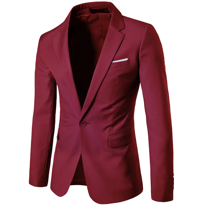 Wine Red Мужской фиолетовый однобортный костюм на одной пуговице, блейзер, пиджак, весна, новые свадебные деловые блейзеры и пиджаки, Terno Masculino - Color: Wine Red