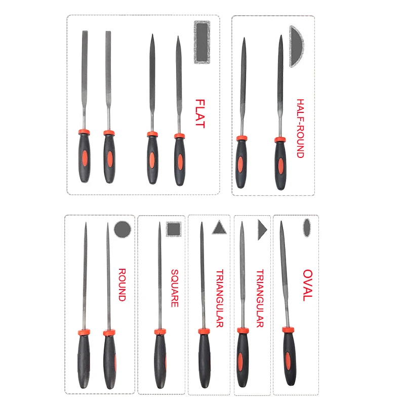 16PC File Set with Carry Case Premium Grade T12 Drop Forged Alloy Steel Flat/Triangle/Half-round/Round Needle Files Tool Set