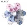 2025 Floral Embroidery Baby Shoes For Newborn Baby Girl Striped Bow First Walker Soft Soles Cute Toddler Anti-Slip Princess Shoe 1