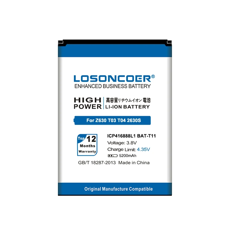 LOSONCOER 5200mAh ICP416888L1 BAT T11 Высококачественная батарея для телефона Acer Liquid T03 T04 Z630