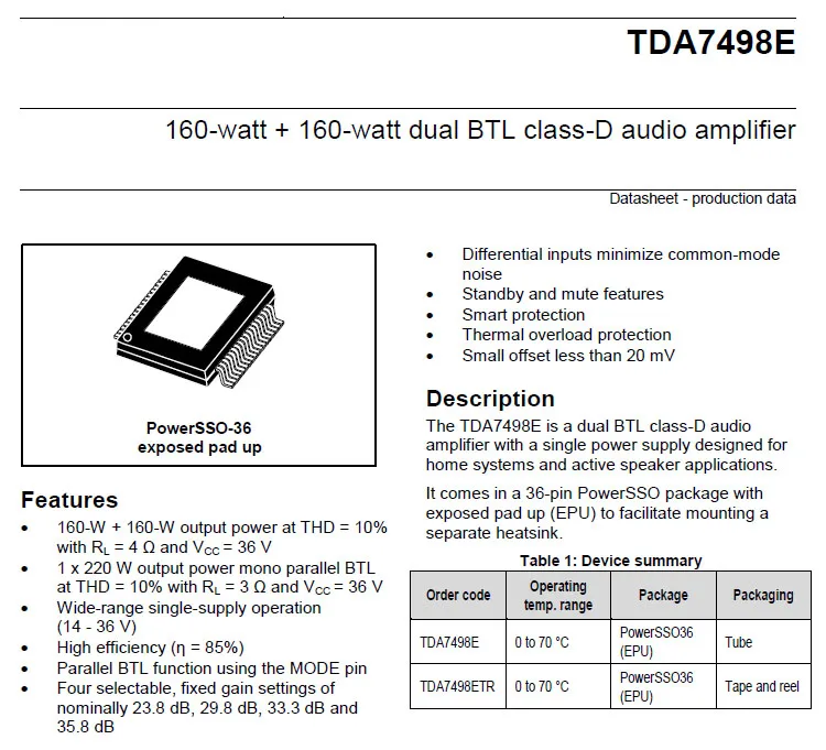 TDA7498E мощность цифровой аудио Плата усилителя 160 Вт* 2 Streo HIFI усилитель Поддержка BTL 200 Вт цифровые звуковые усилители H2-002