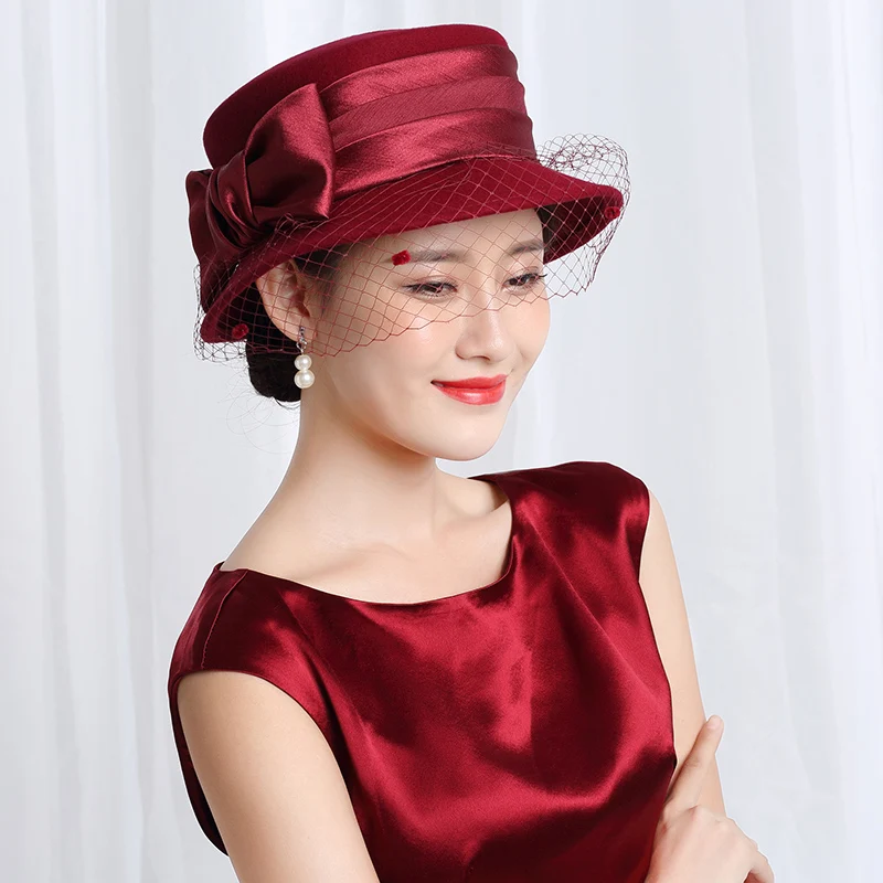 H3525 женская шляпа Fedoras, Женская осенне-зимняя теплая Модная кепка, женская утепленная Кепка в Корейском стиле, с бантом, с сеткой, для банкета, вечерние, элегантные кепки s