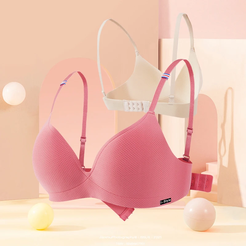 Seamless Bra Wire Free Brassieres Soft Push Up Intimate Women's Underwear Sexy Bralette Striped Shoulder Strap Womens Lingerie