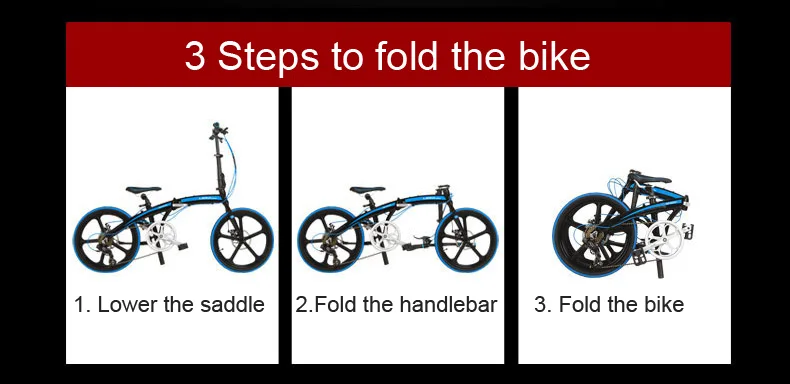 Perfect QF600G 20 Inches Folding Bicycle, 7 Speeds Folding Bike, Aluminium Alloy Frame, BMX, Both Disc Brakes 5