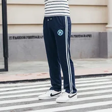 Весна лето мужские повседневные спортивные штаны мужские Базовые брюки спортивный костюм с боковой полосой тонкие дышащие спортивные штаны