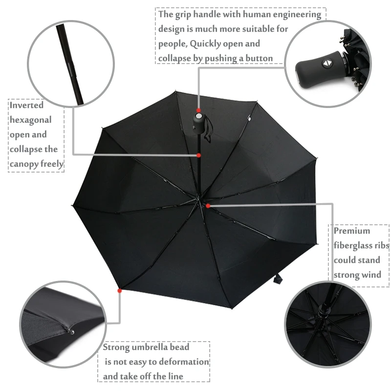 Модные ветрозащитные складной полностью автоматический зонт от дождя анти-УФ ветрозащитный Портативный для смарт солнцезащитные зонты, дождь зонтик