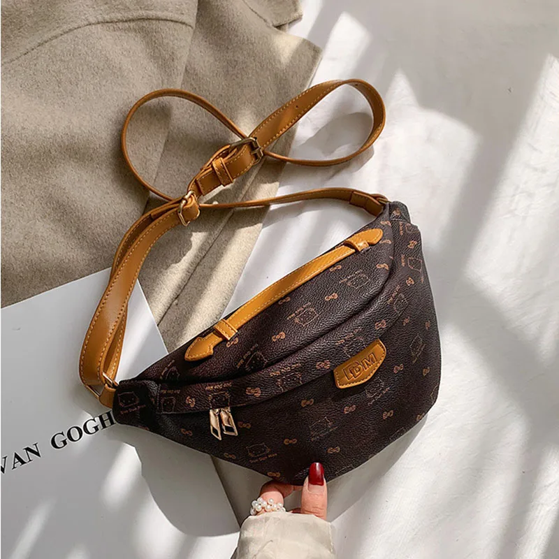 

Luxury Brand Belt Bag For Women 2019 Leather Waist Pack Fashion Vintage Print Women Bags Girl Large Capacity Shoulder Chest Bag