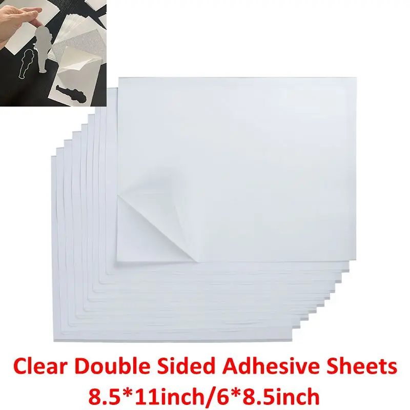 8.5*11/6*8.5 inch Clear Double Sided Adhesive Sheets Strong Sticky