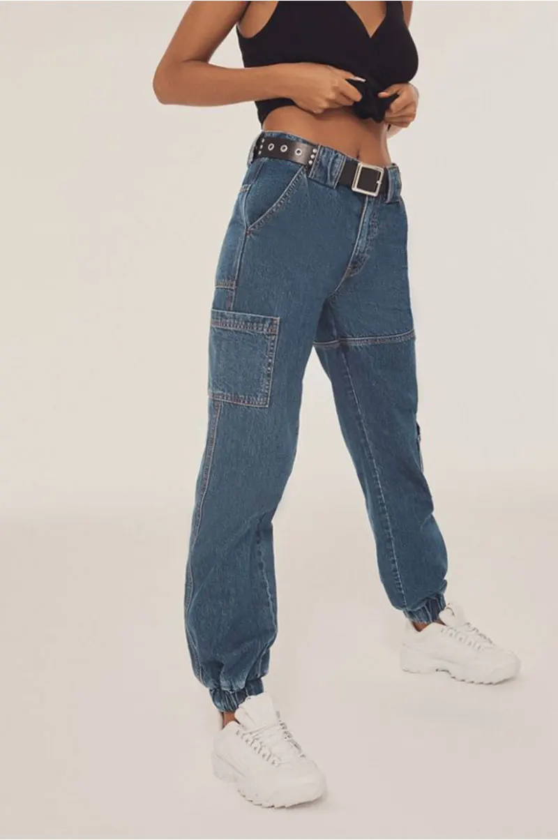 Штаны-шаровары, джинсы с высокой талией для женщин, осень зима, винтажные Длинные свободные джинсы для бойфрендов, ковбойские джинсовые штаны