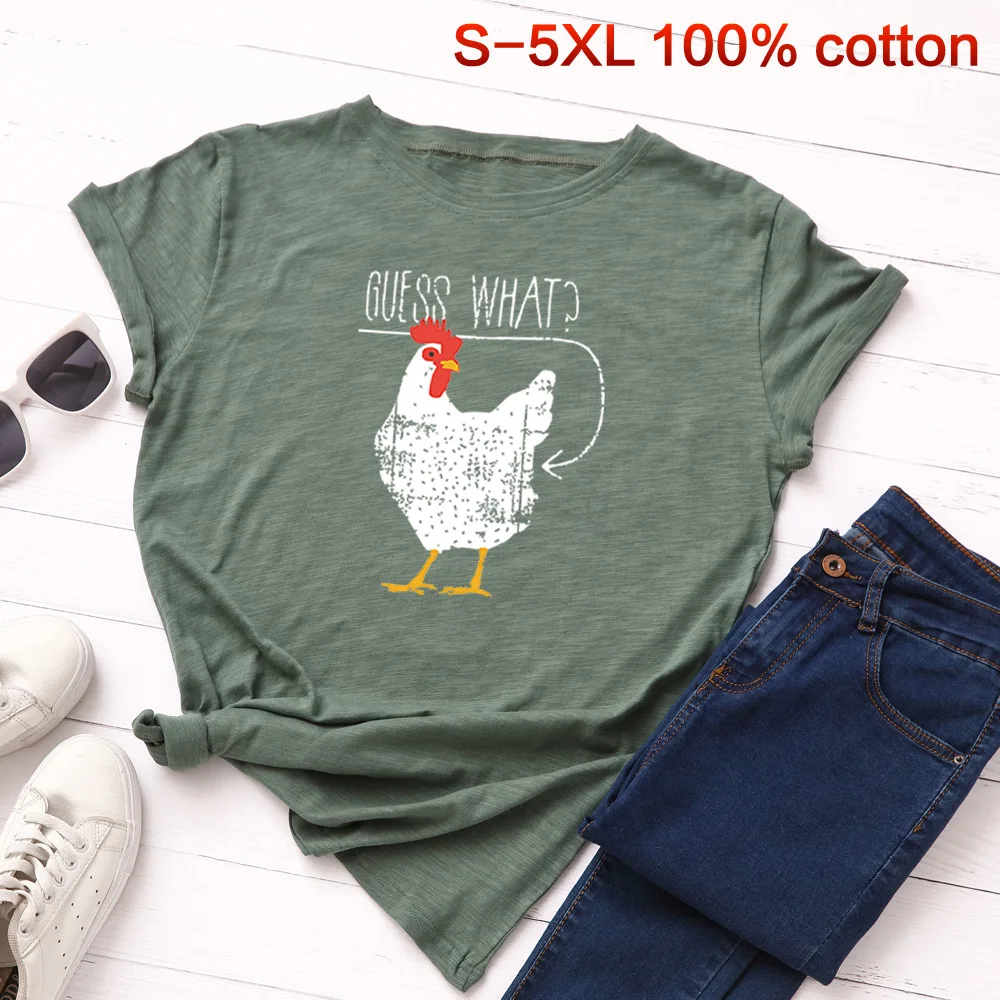 S-5XL, хлопок, женская футболка, Harajuku, летняя, милая, с принтом петуха, футболка с коротким рукавом, Круглый ворот, большой размер, футболка, повседневные, свободные топы