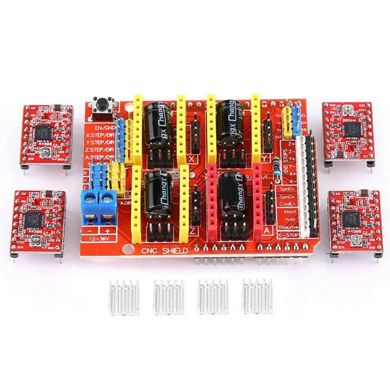 4 шт. V3 красный A4988 Драйвер шагового двигателя Щит плата для Arduino V3 гравер инструмент