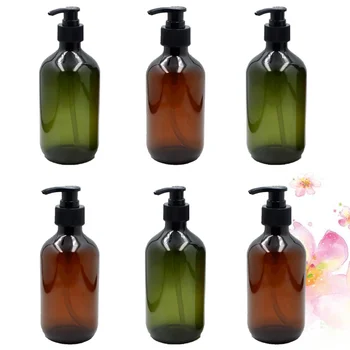 

6Pcs 300ml Lotion Bottle Shampoo Container Gel Bottle Hand Sanitizer Bottle Portable Pump Bottle Empty Storage Container (Green
