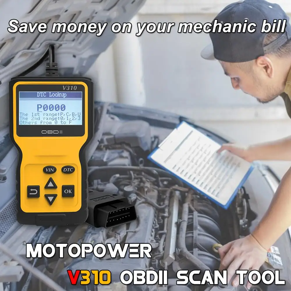 MOTOPOWER MP69033 OBD2 сканер универсальный автомобильный двигатель код ошибки считыватель, может диагностический инструмент сканирования для всех автомобилей OBD II протокол