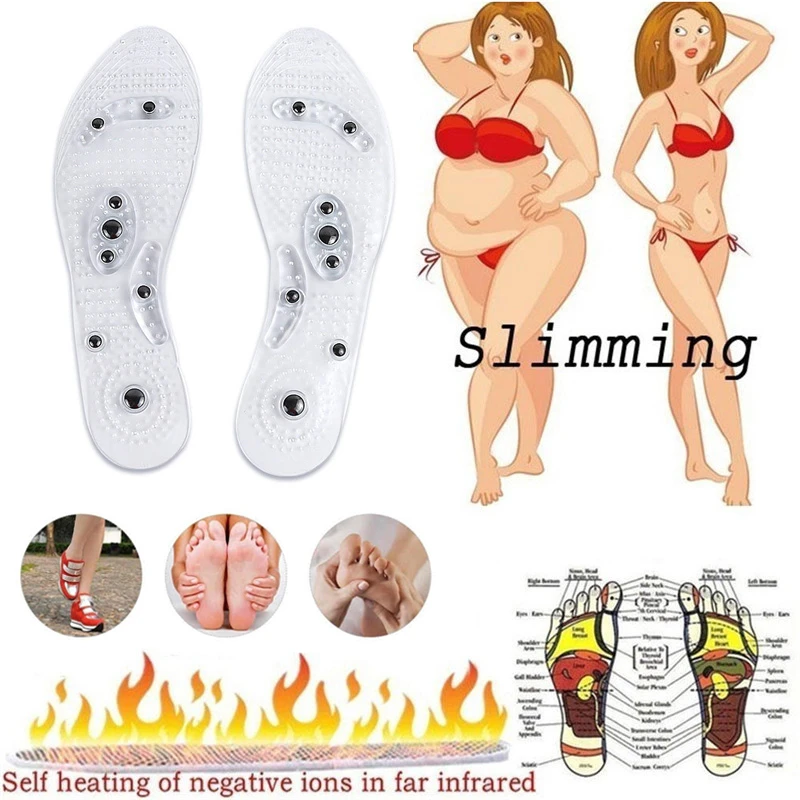 Magnetic Silicone Gel Insoles Weight Loss Arch Support Shoes Pads for Men Women Therapy Massage Foot 2