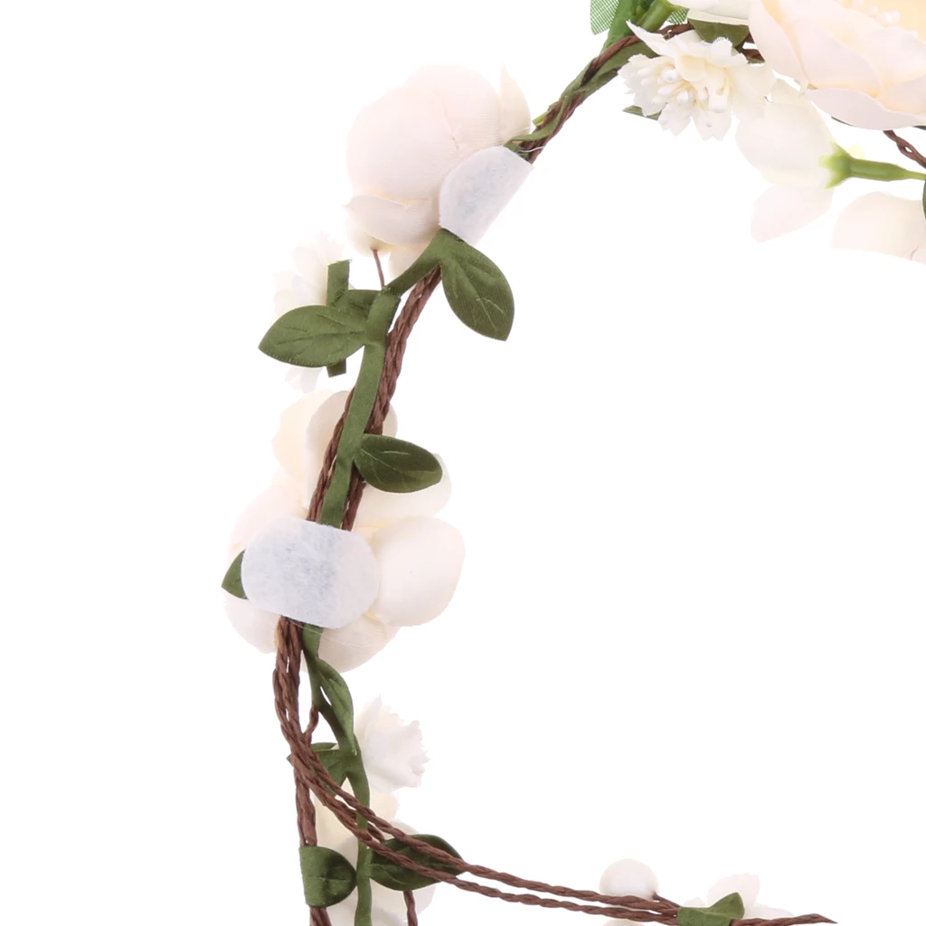 Wedding Bridal Boho Rattan Flower Forehead Cane Wreaths Hair Garland Hairdress Headwear for Festival Wedding Party 
